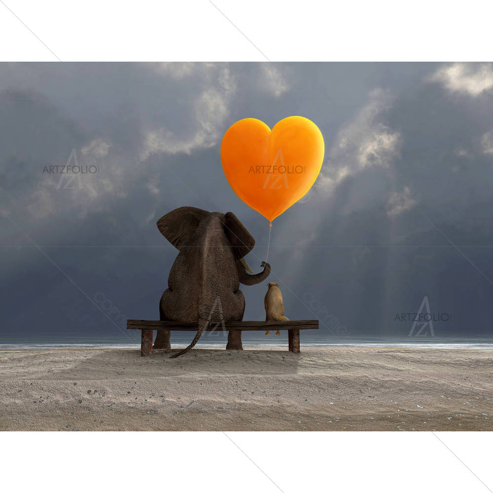 Elephant & Dog D3 — Animals custom art by ArtzFolio