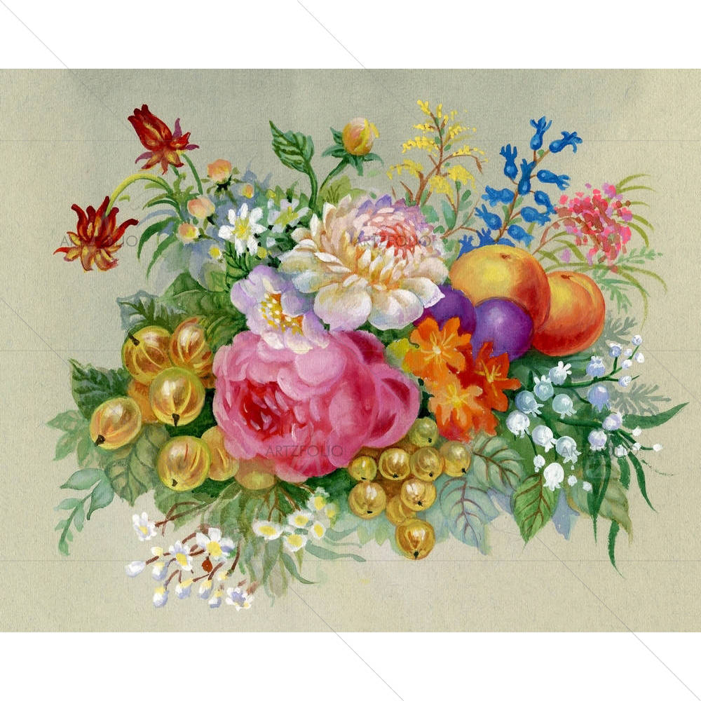 Flowers & Fruit — custom-size art design 5002044