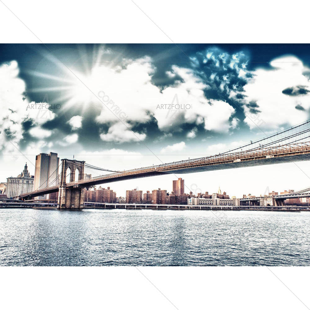 Brooklyn Bridge At Sunset, New York, USA — American custom art by ArtzFolio