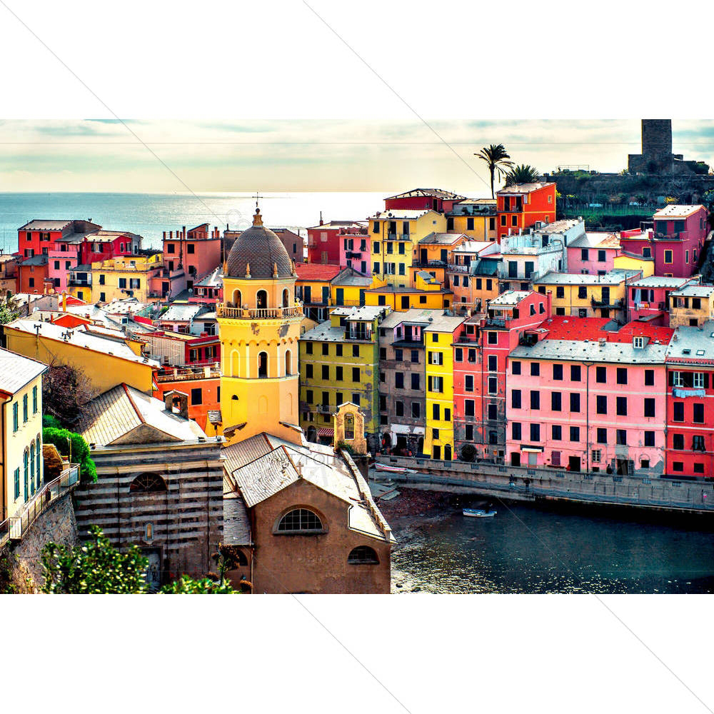 View Of Vernazza Town, Liguria, Northwestern Italy — Ancient custom art by ArtzFolio