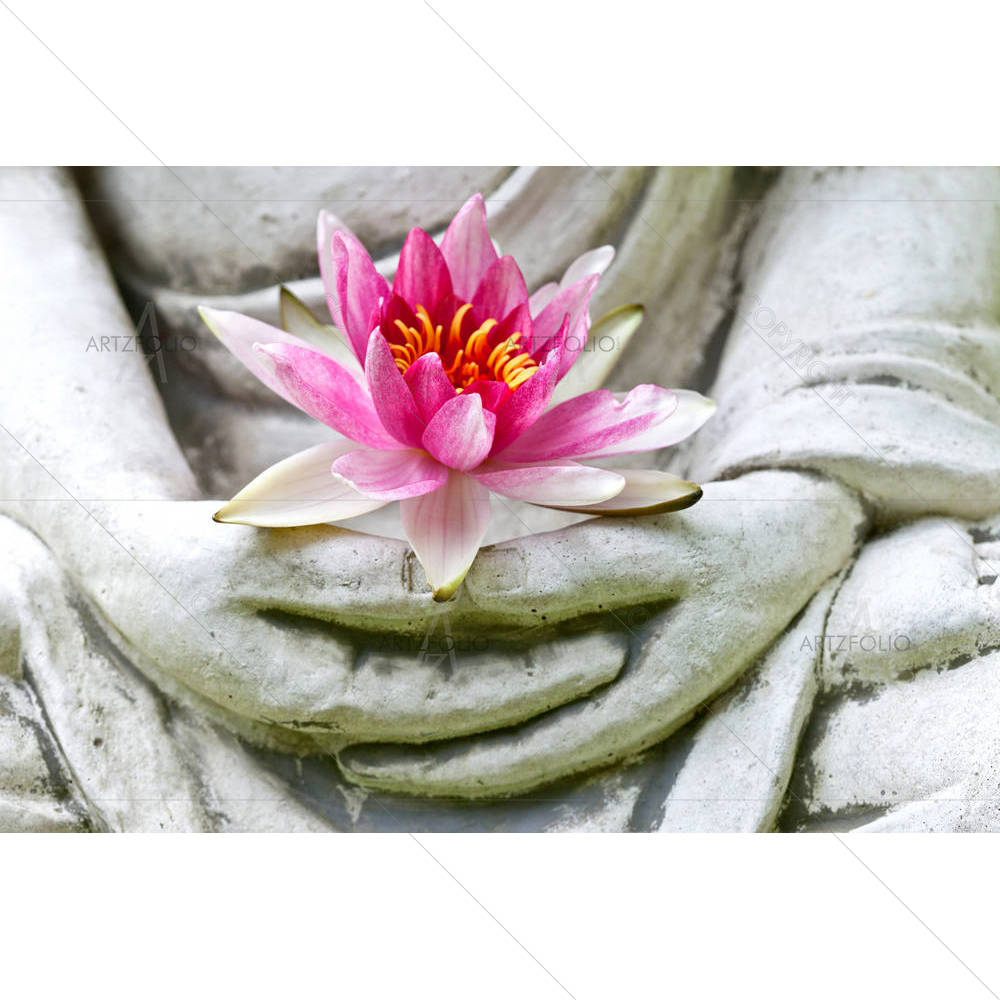 Buddha Hands Holding Flower — custom-size art design 5002056