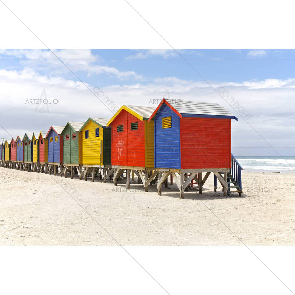 Beach Huts Cape Town South Africa — African custom art by ArtzFolio