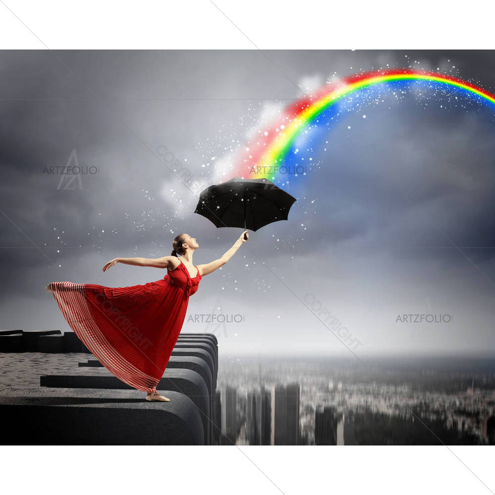 Ballet Dance With Umbrella — custom-size art design 5002078