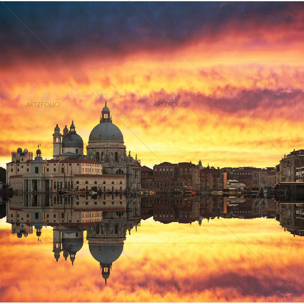 Sunset Grand Canal & Santa Maria Della, Venice Italy — Ancient custom art by ArtzFolio