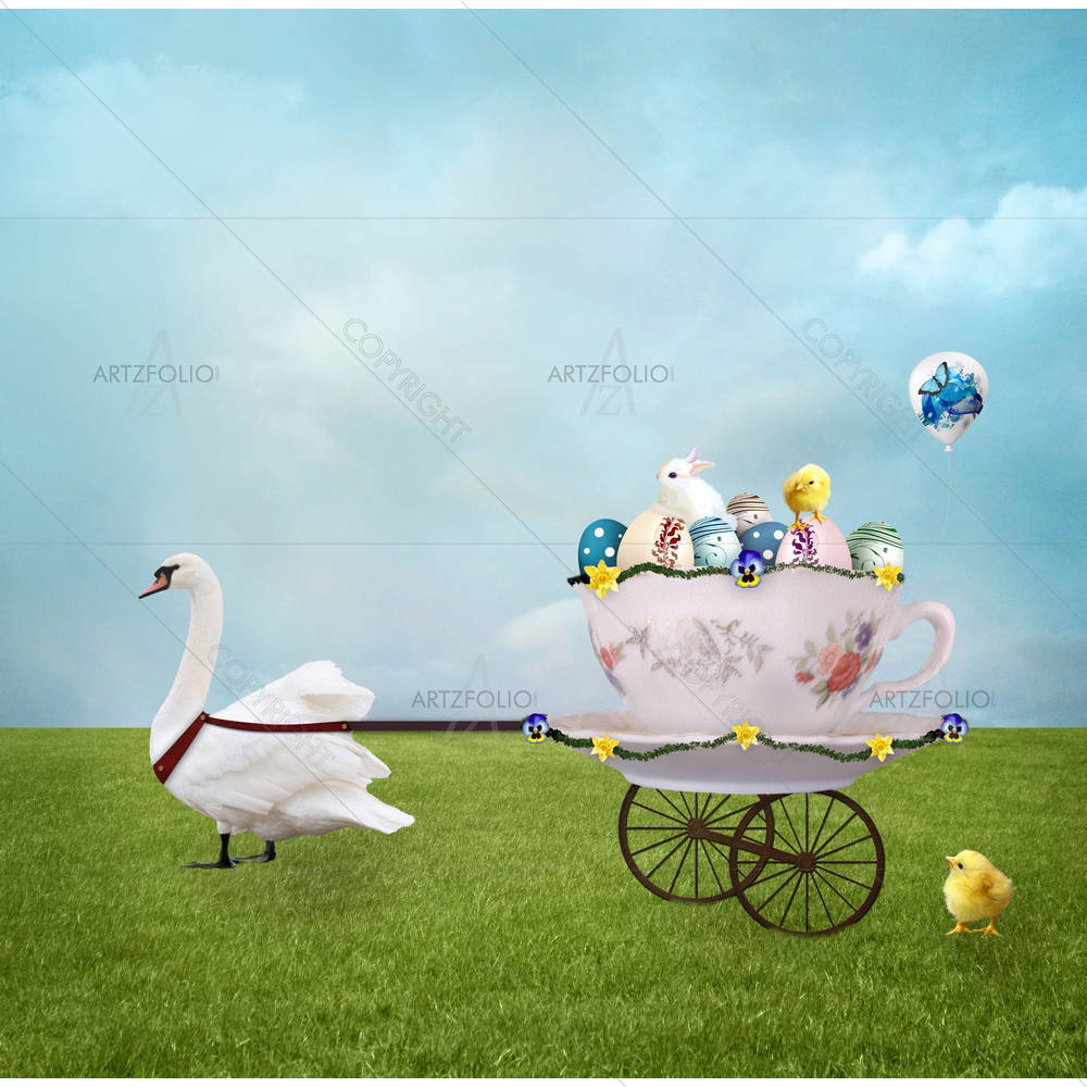 Easter Carriage — Botanical custom art by ArtzFolio