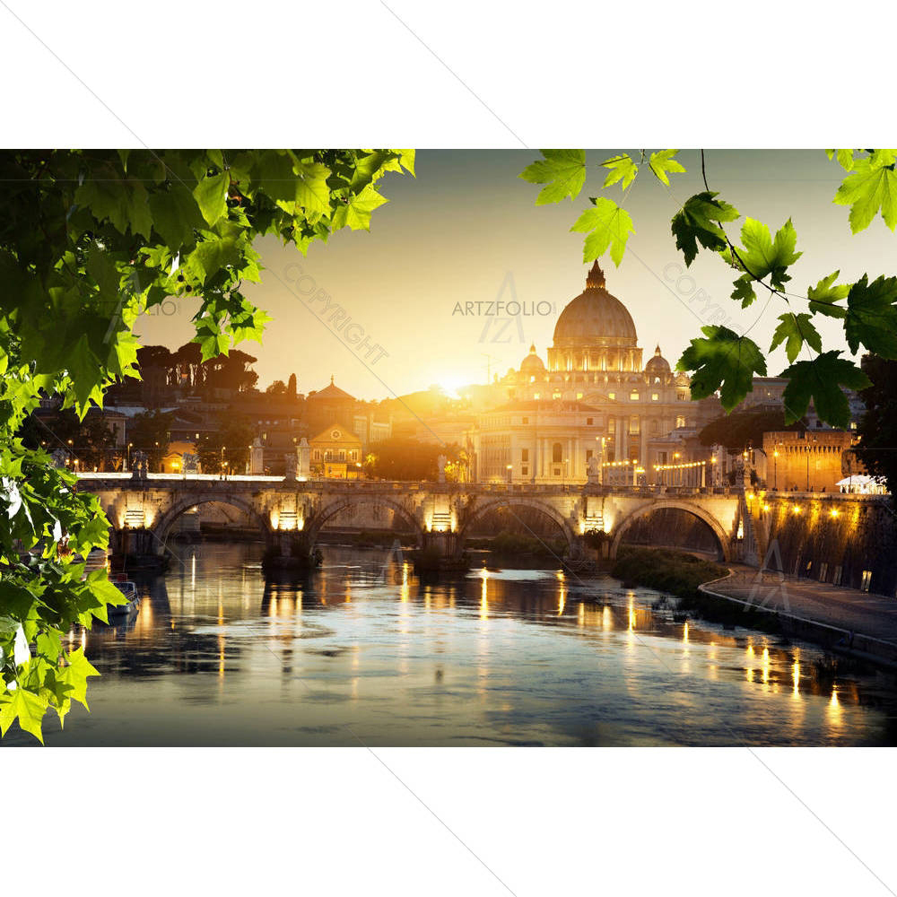 Tiber & St Peter Basilica In Vatican City, Italy — custom-size art design 5002102