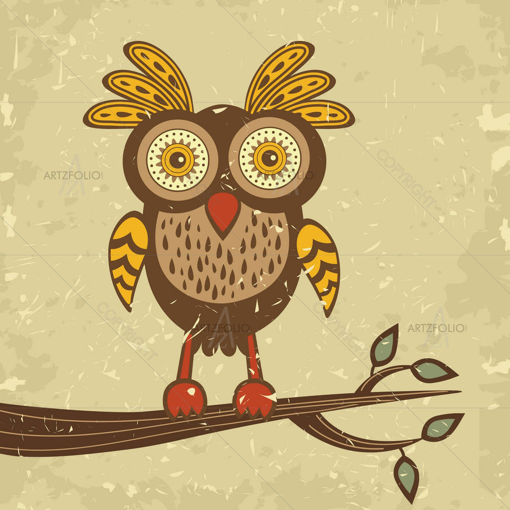 Retro Style Owl — custom-size art design 5002105
