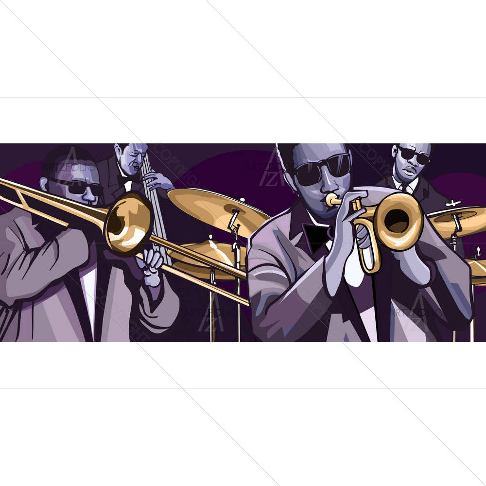 Jazz Band With Trumpet — African custom art by ArtzFolio