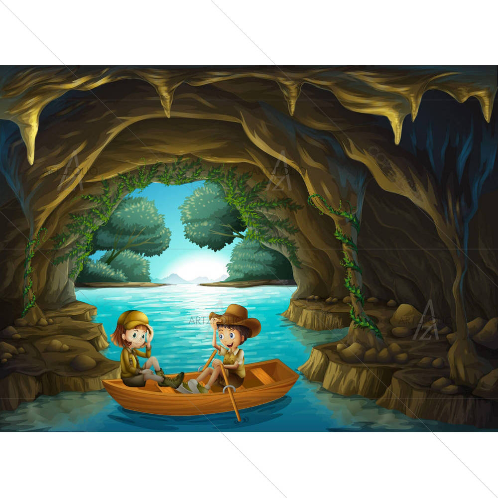 Kids Riding In A Boat — custom-size art design 5002126