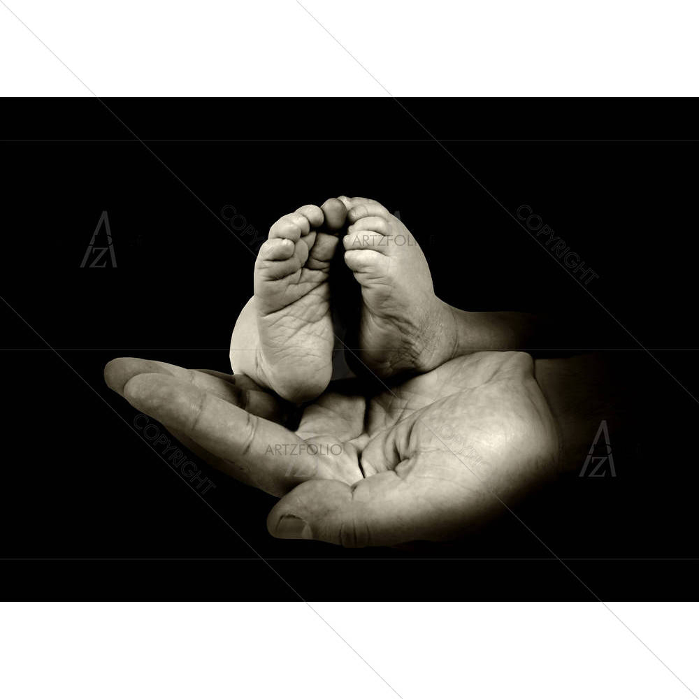 Babys Foots In Father Hands D2 — Asian custom art by ArtzFolio