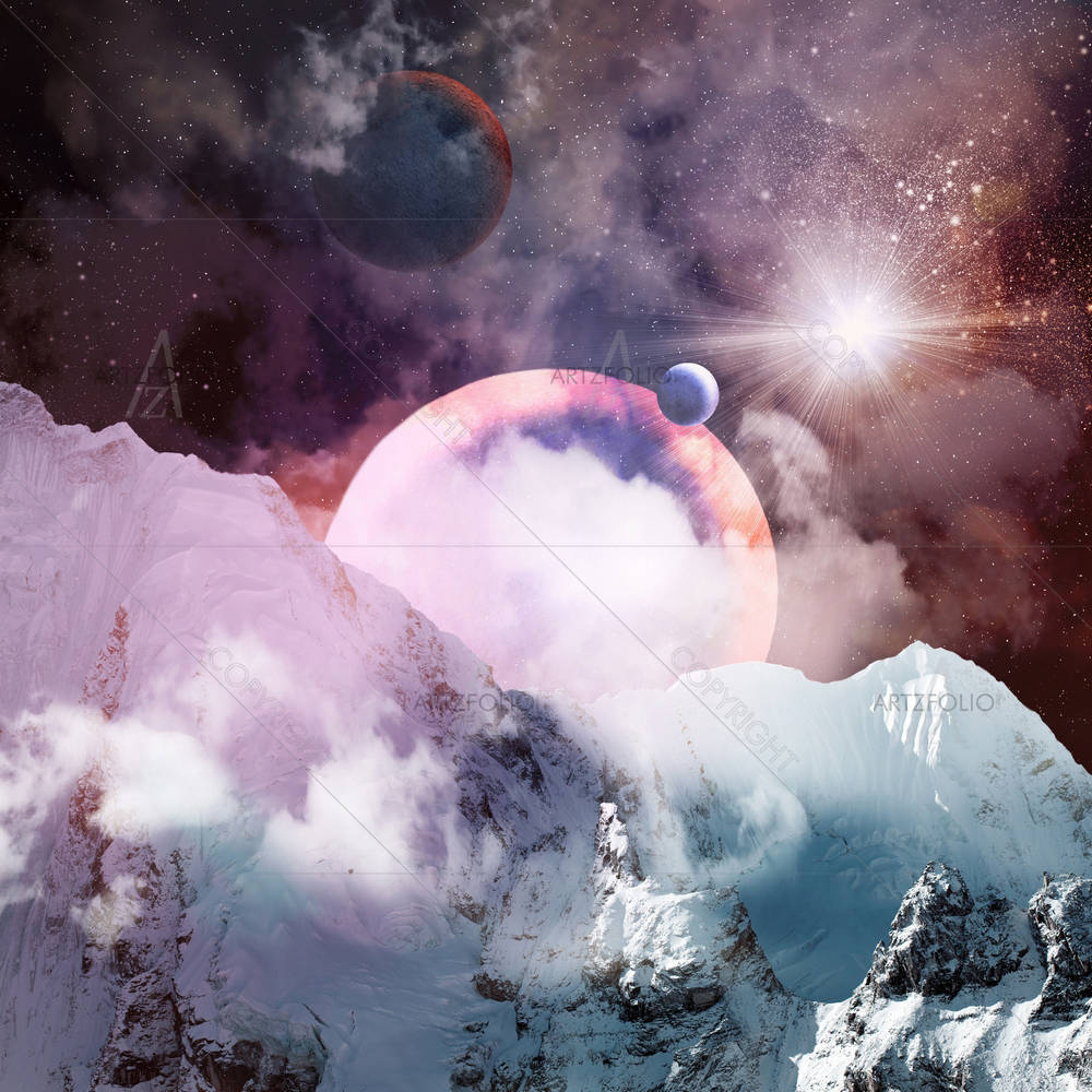 Planets In Fantasy Space D1 — custom-size art design 5002164