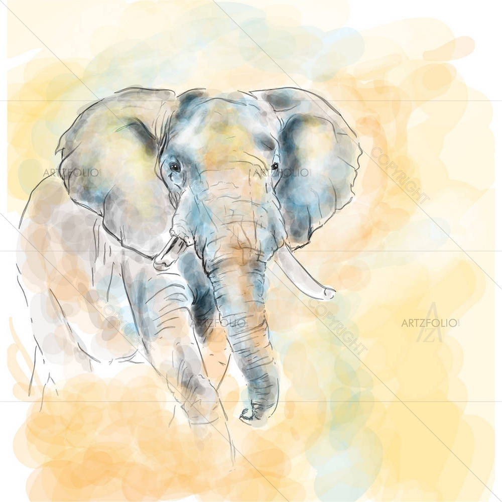 Elephant Aquarelle Artwork — Abstract custom art by ArtzFolio