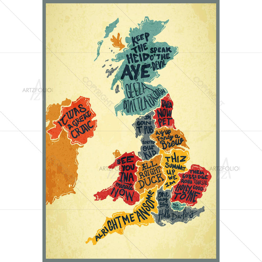 United Kingdom Typography Accents Map
