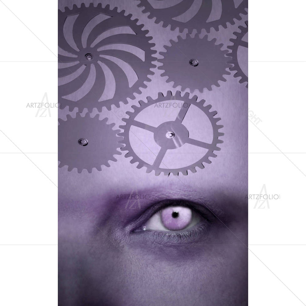 One Human Eye With Gear On The Forehead — custom-size art design 5002201