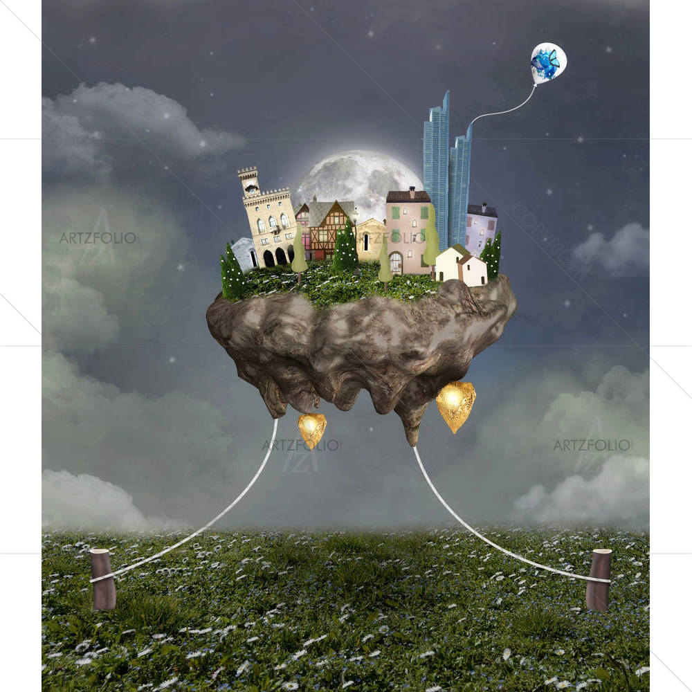 Flying Town — custom-size art design 5002222