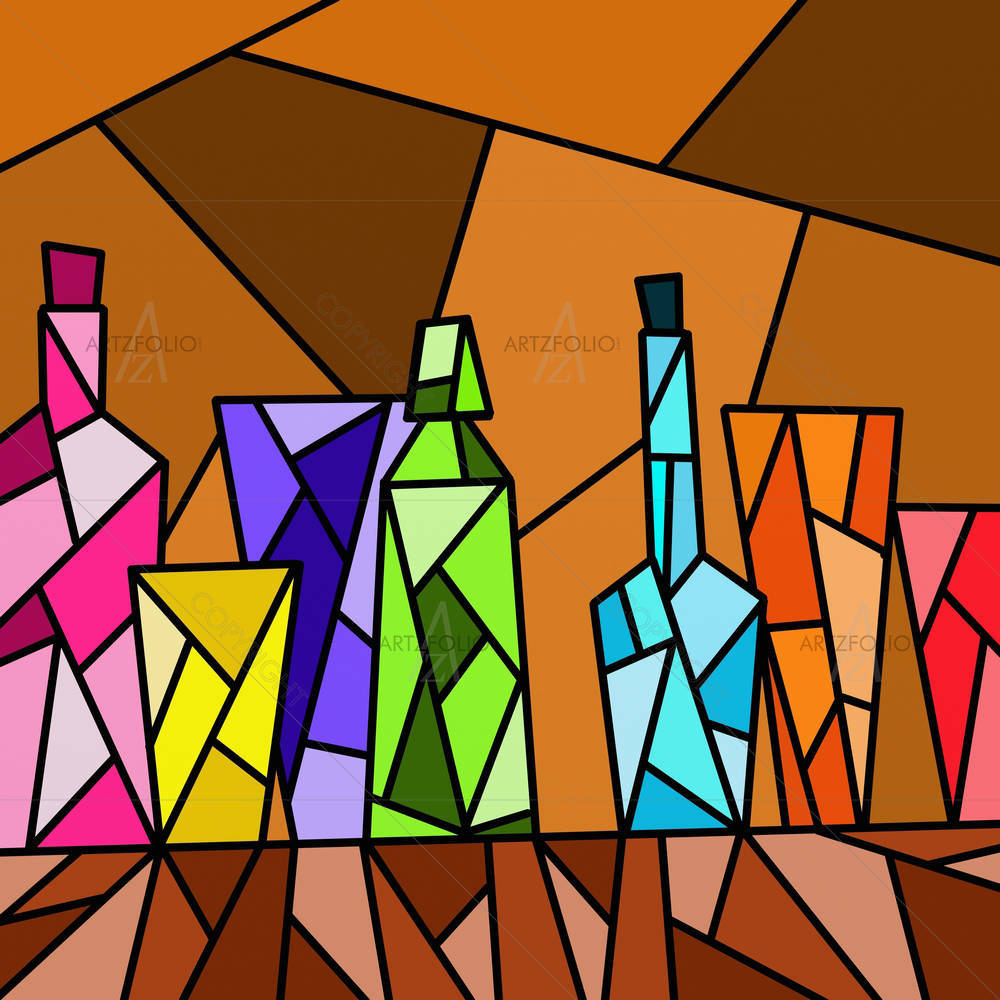 Colored Bottles D2 — custom-size art design 5002228