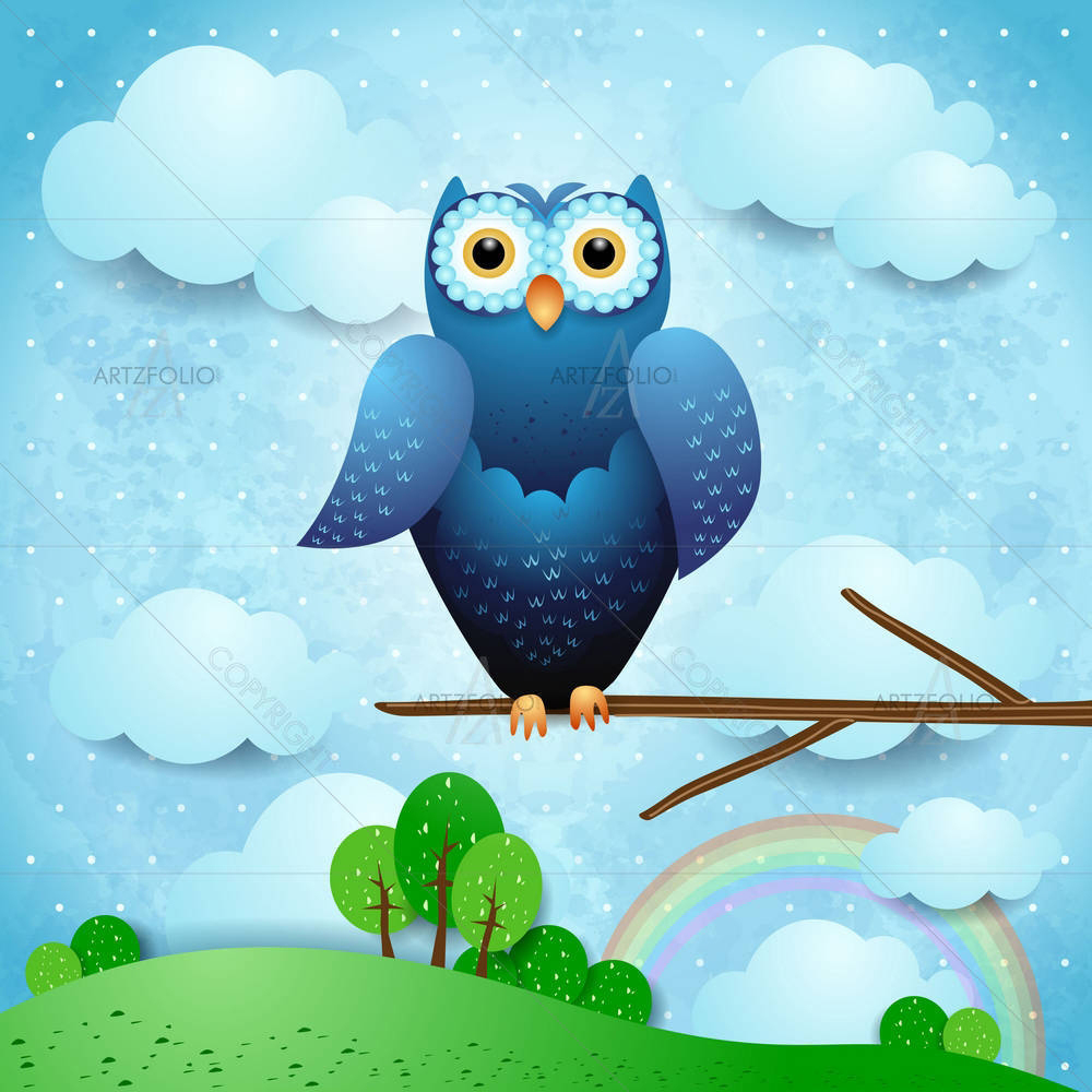 Owl & Countryside — Abstract custom art by ArtzFolio