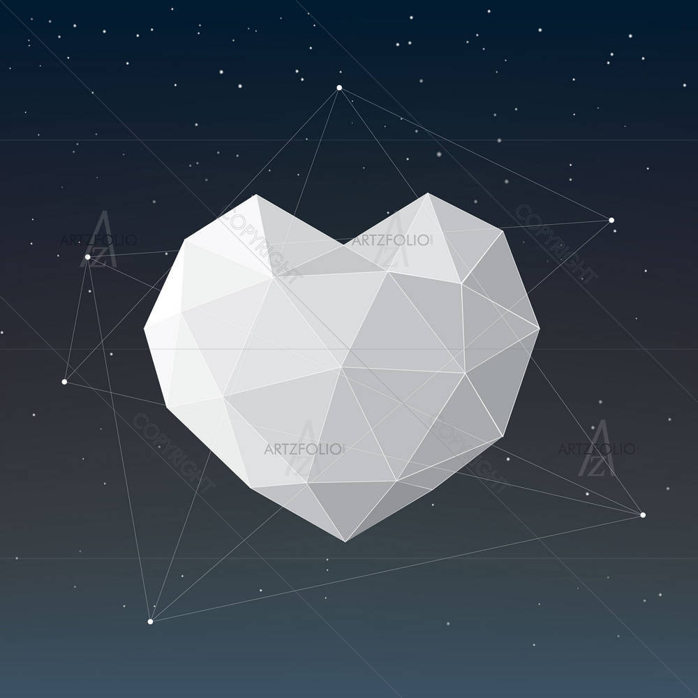 White Geometrical Heart — custom-size art design 5002236