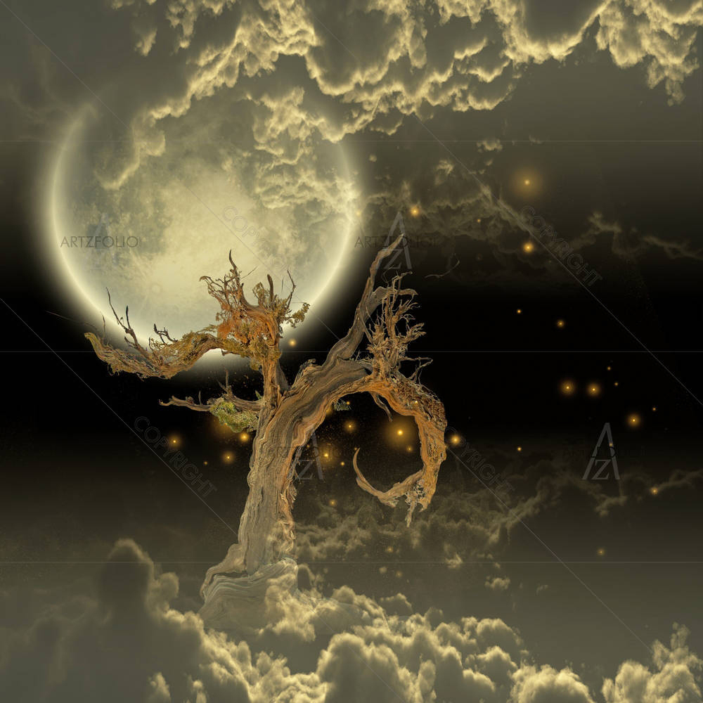Tree Moon & Stars — custom-size art design 5002237