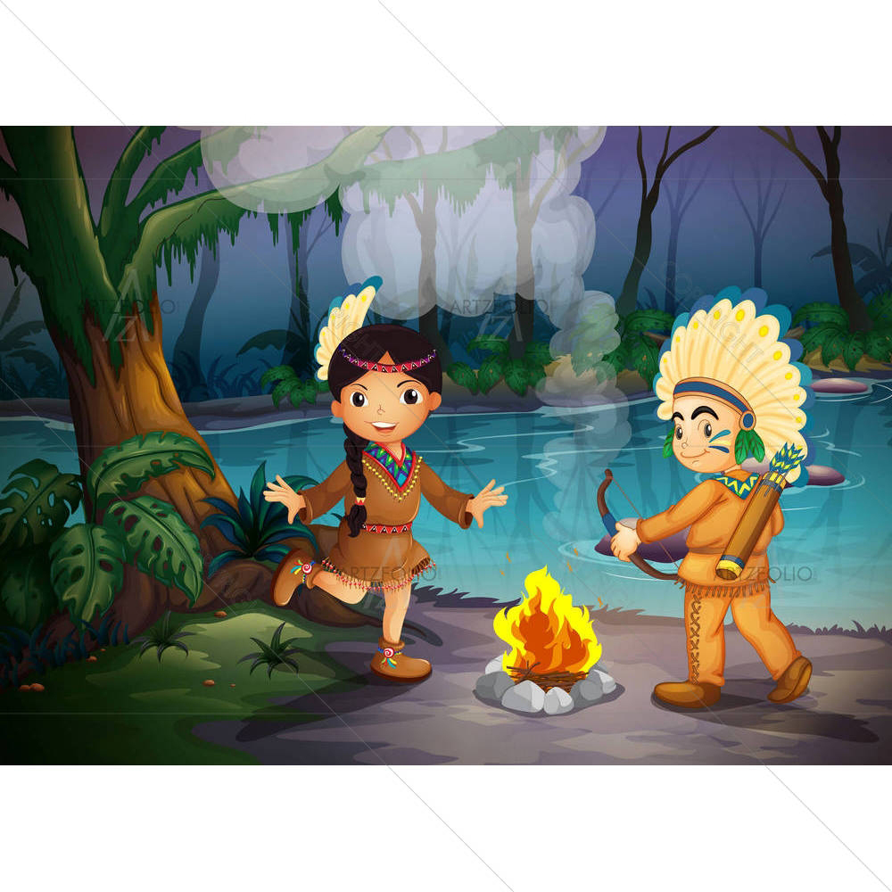 Young Indians At The Forest — custom-size art design 5002238