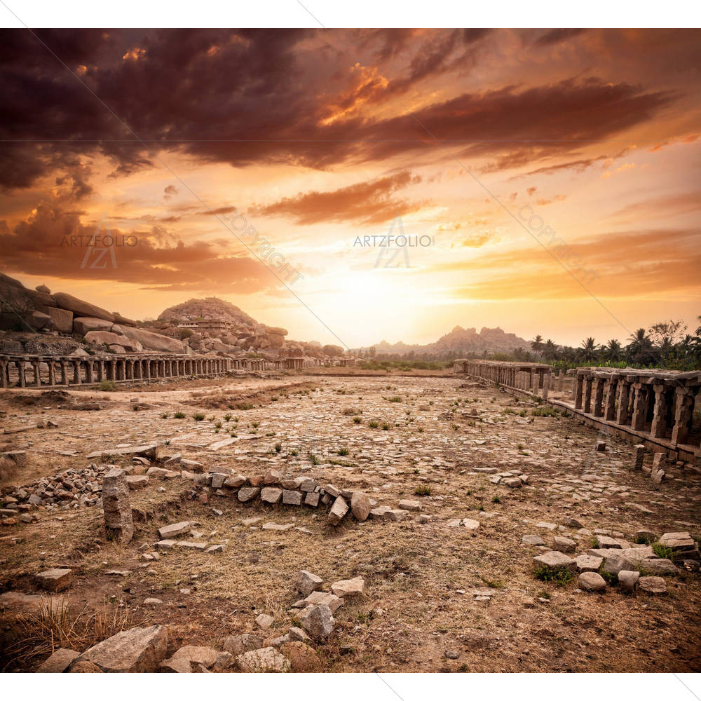 Ancient Vijayanagara Empire In Hampi India — custom-size art design 5002257