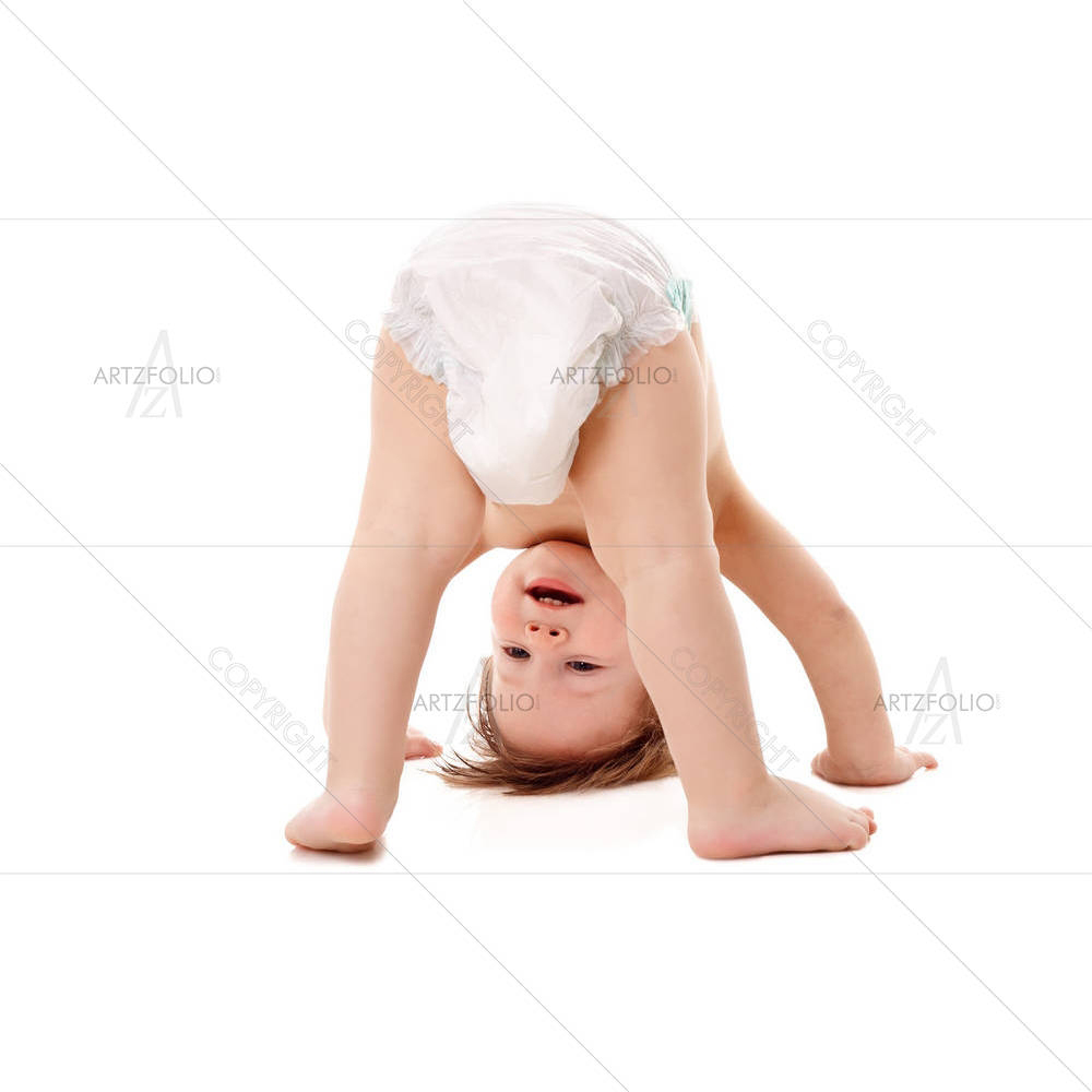 Funny Playing Baby Standing On His Head — custom-size art design 5002259