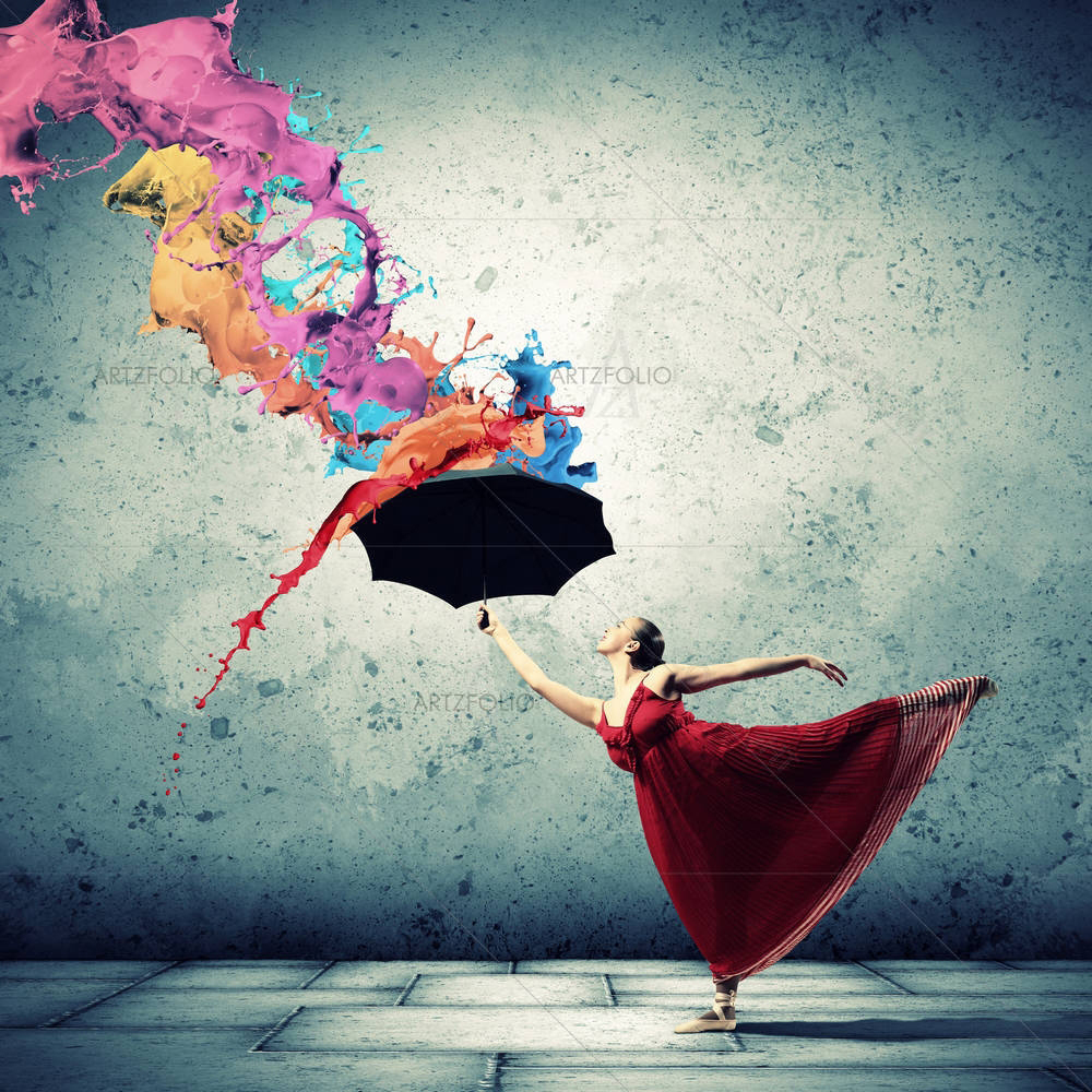Ballet Dancer With Umbrella D1 — Asian custom art by ArtzFolio