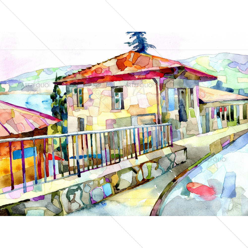Old Street In Gurzuf Crimea Ukraine D2 — Ancient custom art by ArtzFolio