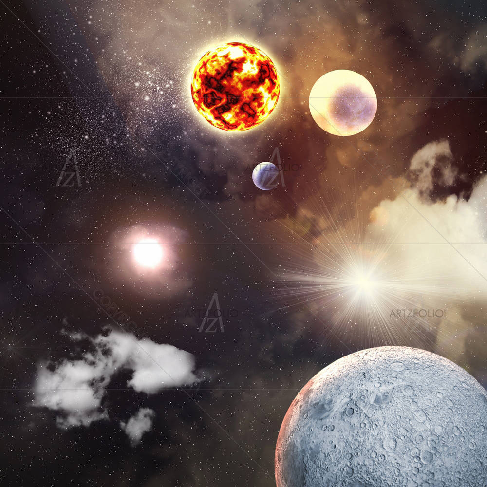 Planets In Fantasy Space D2 — custom-size art design 5002303