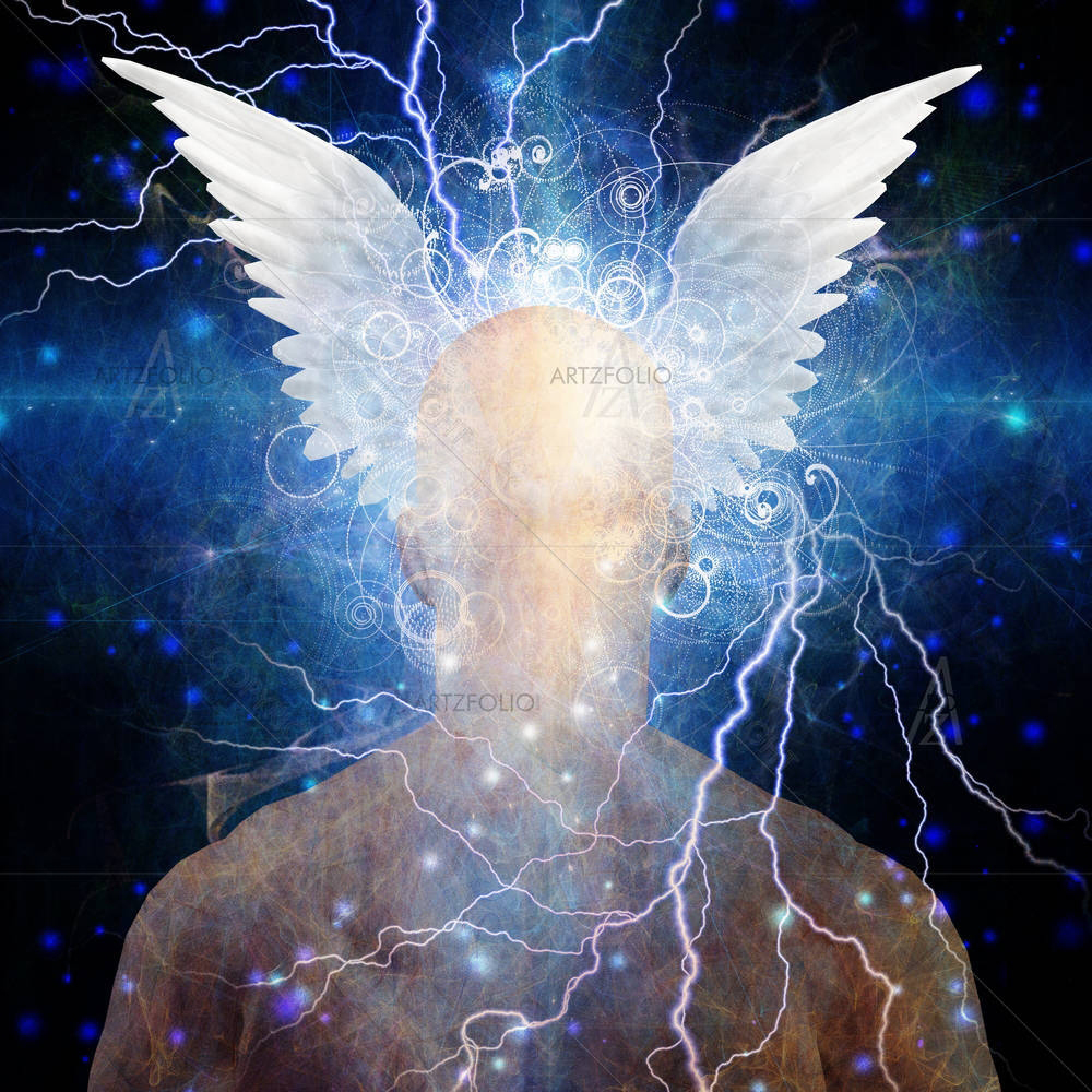 Man's Head With Stars & Clouds — custom-size art design 5002309