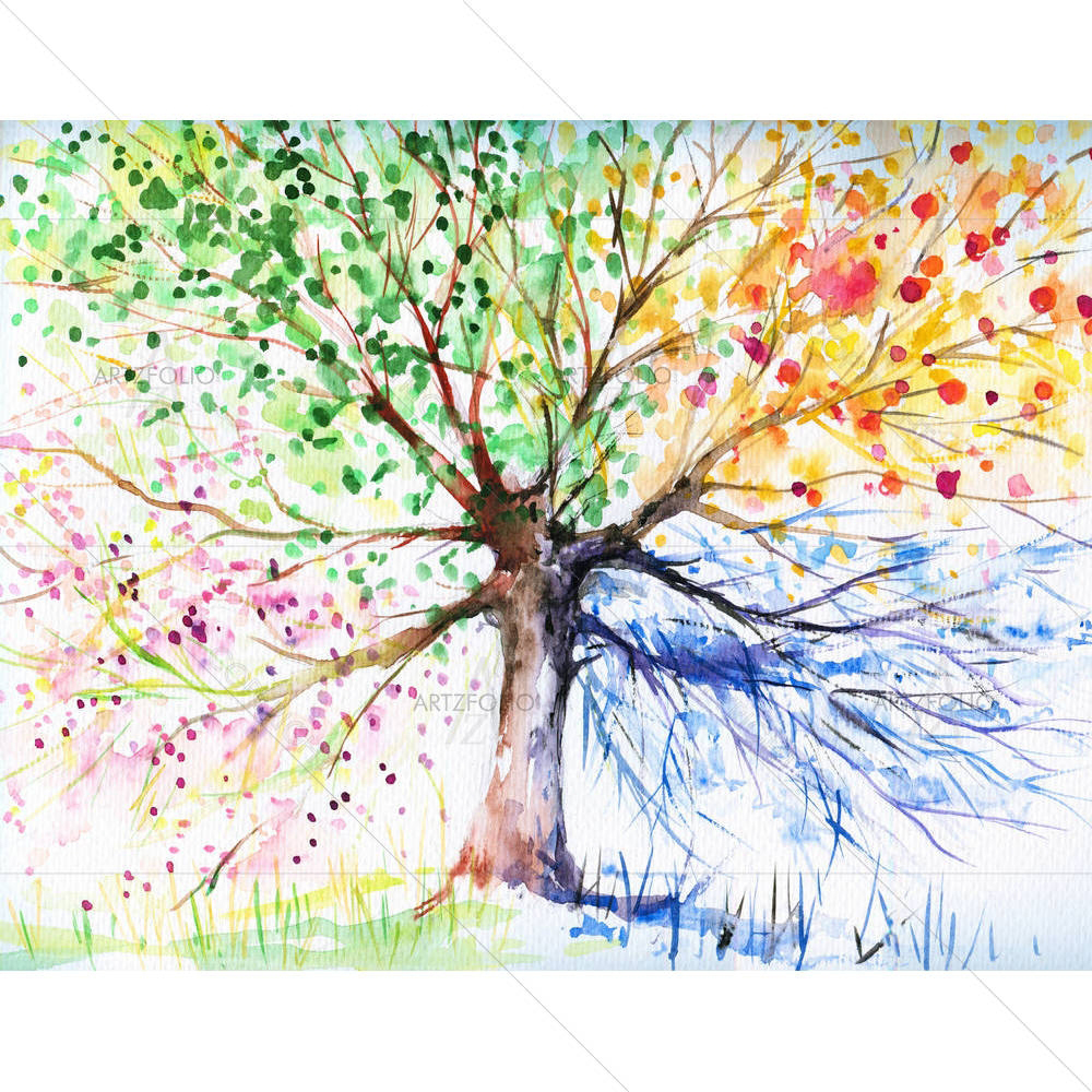 Four Season Tree Picture — Botanical custom art by ArtzFolio