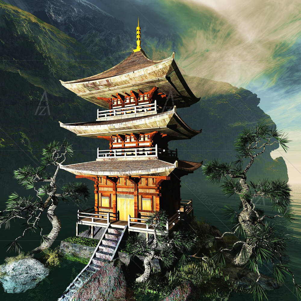 Zen Buddha Temple D3 — custom-size art design 5002341