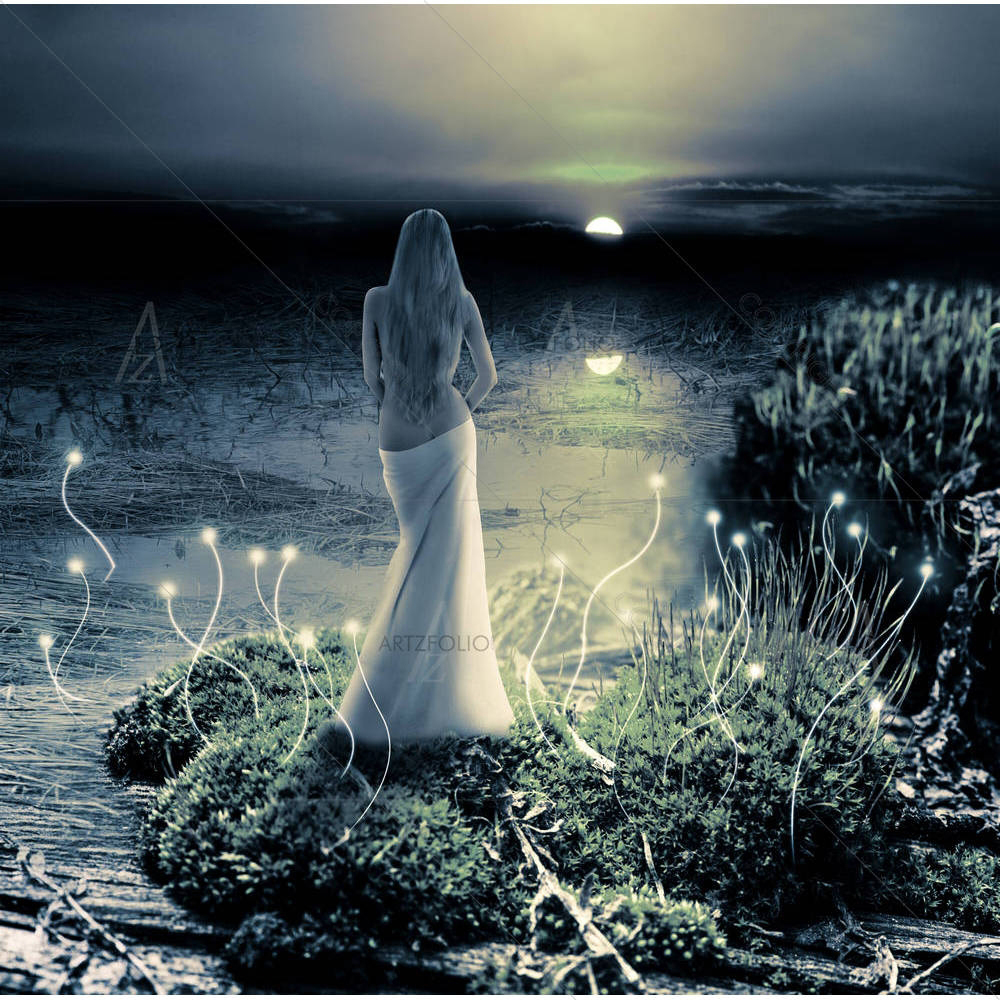 Mermaid Standing On Green Island — custom-size art design 5002353
