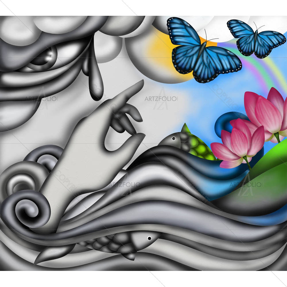 Colorful Butterflies & Rainbow — Abstract custom art by ArtzFolio