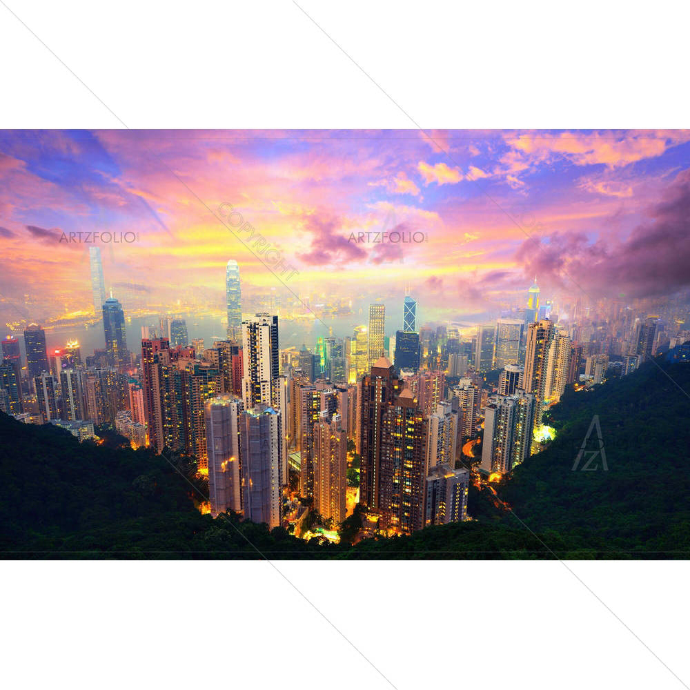 Famed Skyline Of Hong Kong From Victoria Peak — custom-size art design 5002383