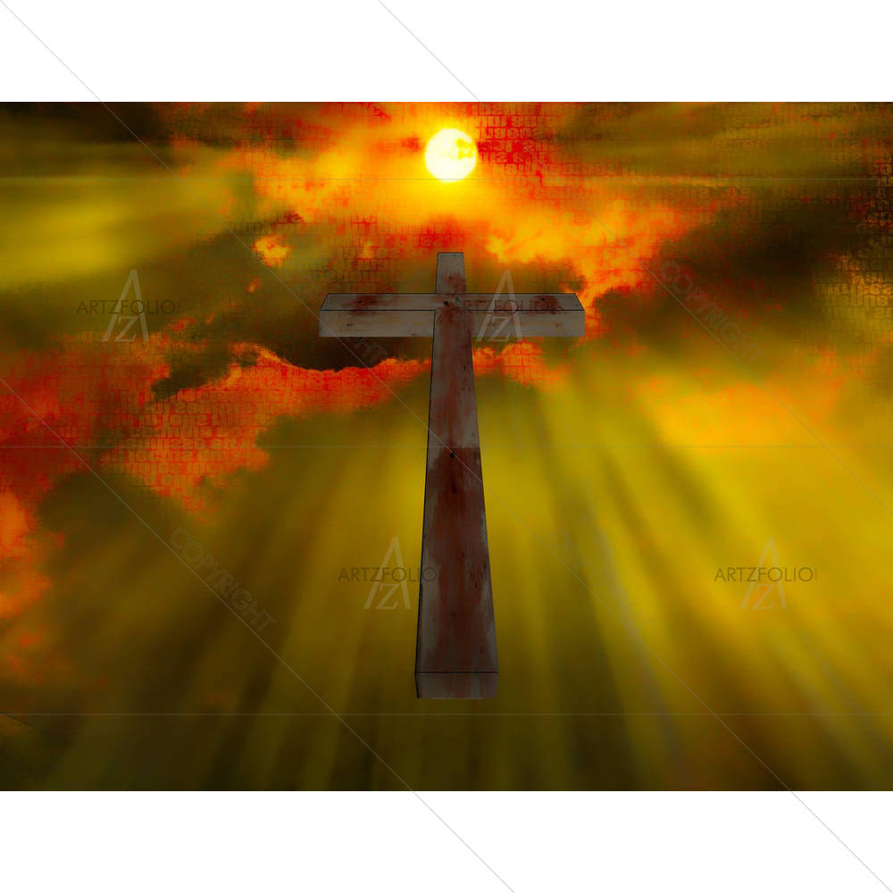 Wood Cross Hangs In Sky — custom-size art design 5002387