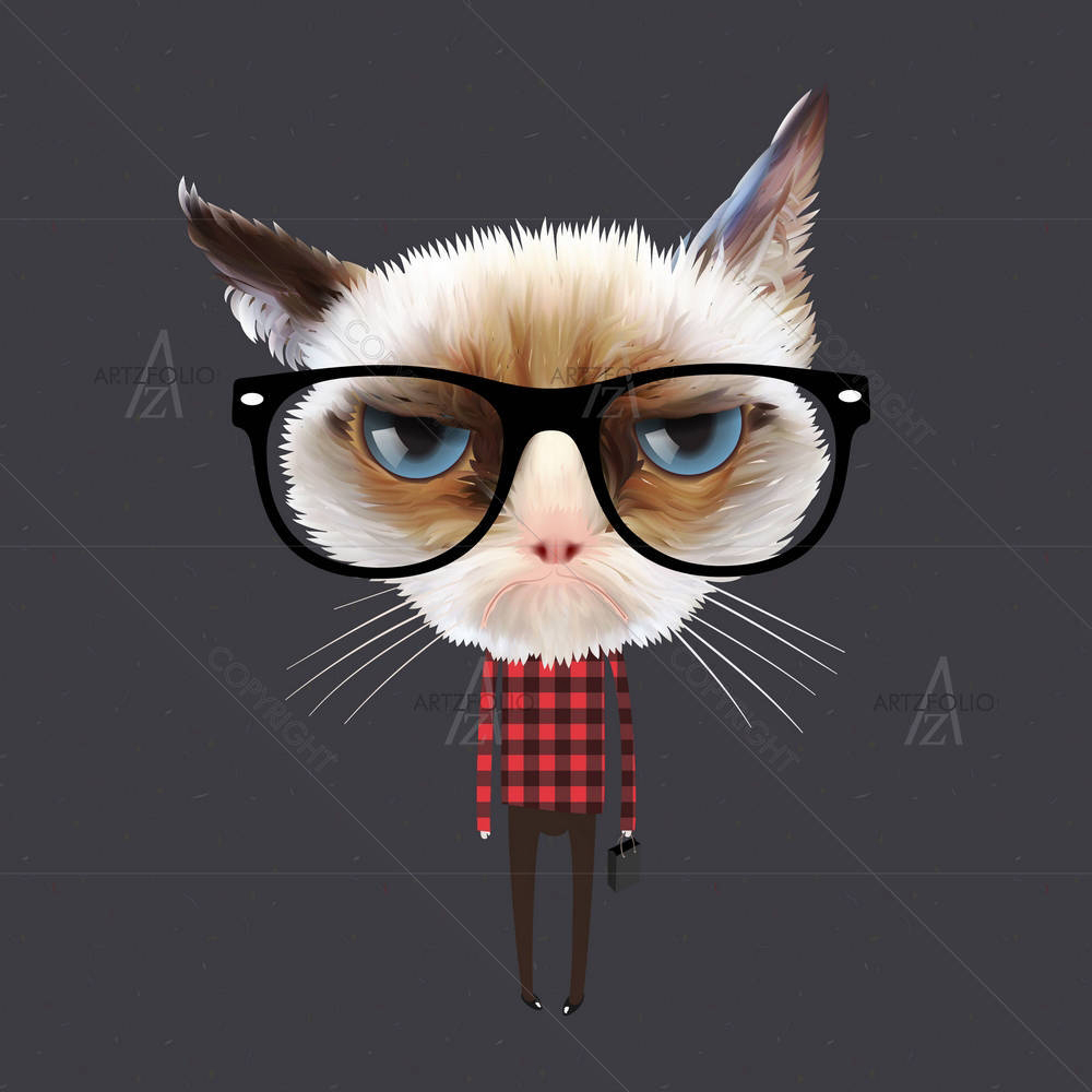 Funny Cartoon Cat — custom-size art design 5002389