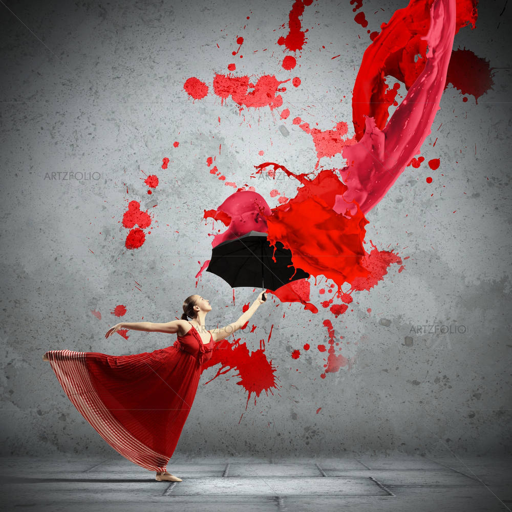 Ballet Dancer With Umbrella D2 — custom-size art design 5002397