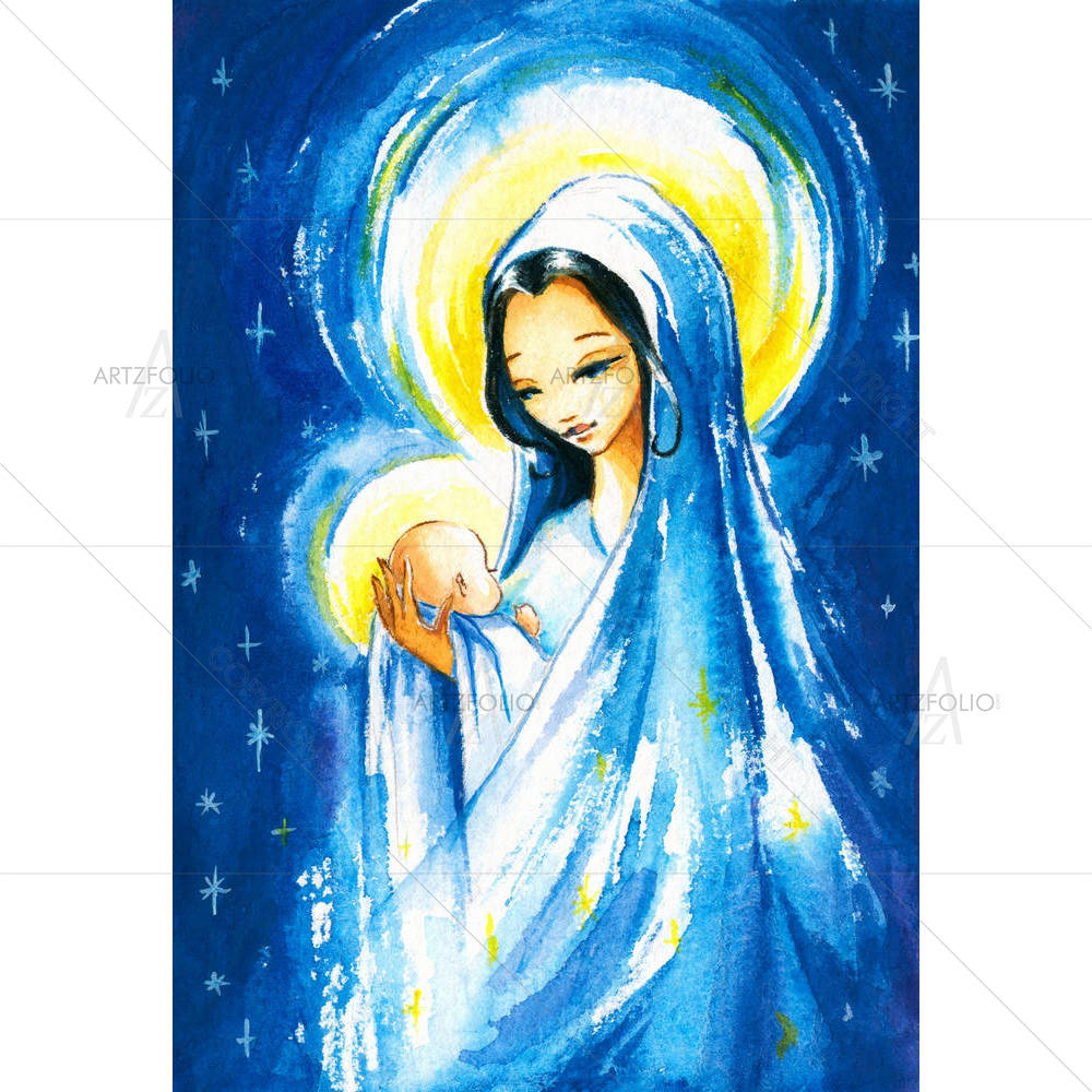 Mary With The Young Jesus Christ In Her Arms — custom-size art design 5002399