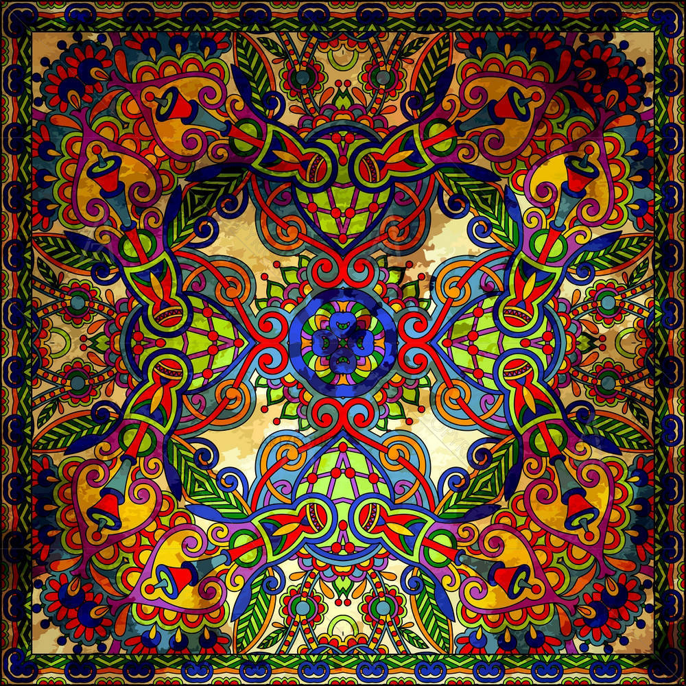 Floral Paisley Bandanna D9 — Botanical custom art by ArtzFolio