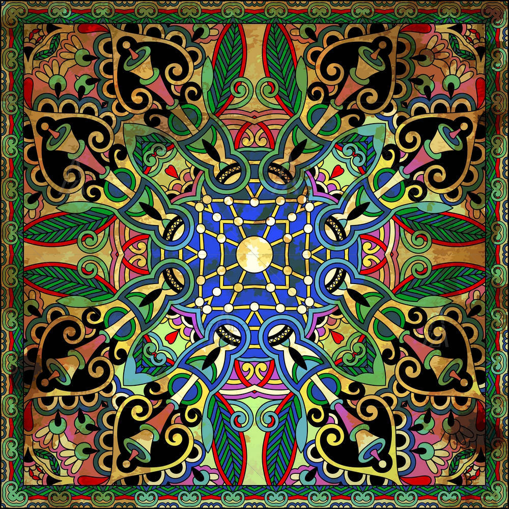 Floral Paisley Bandanna D11 — custom-size art design 5002411