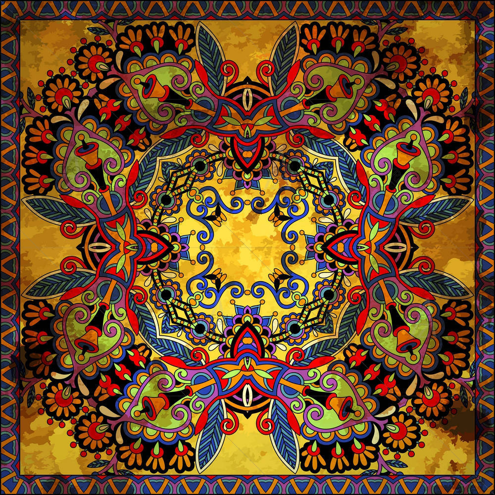 Floral Paisley Bandanna D12 — Botanical custom art by ArtzFolio