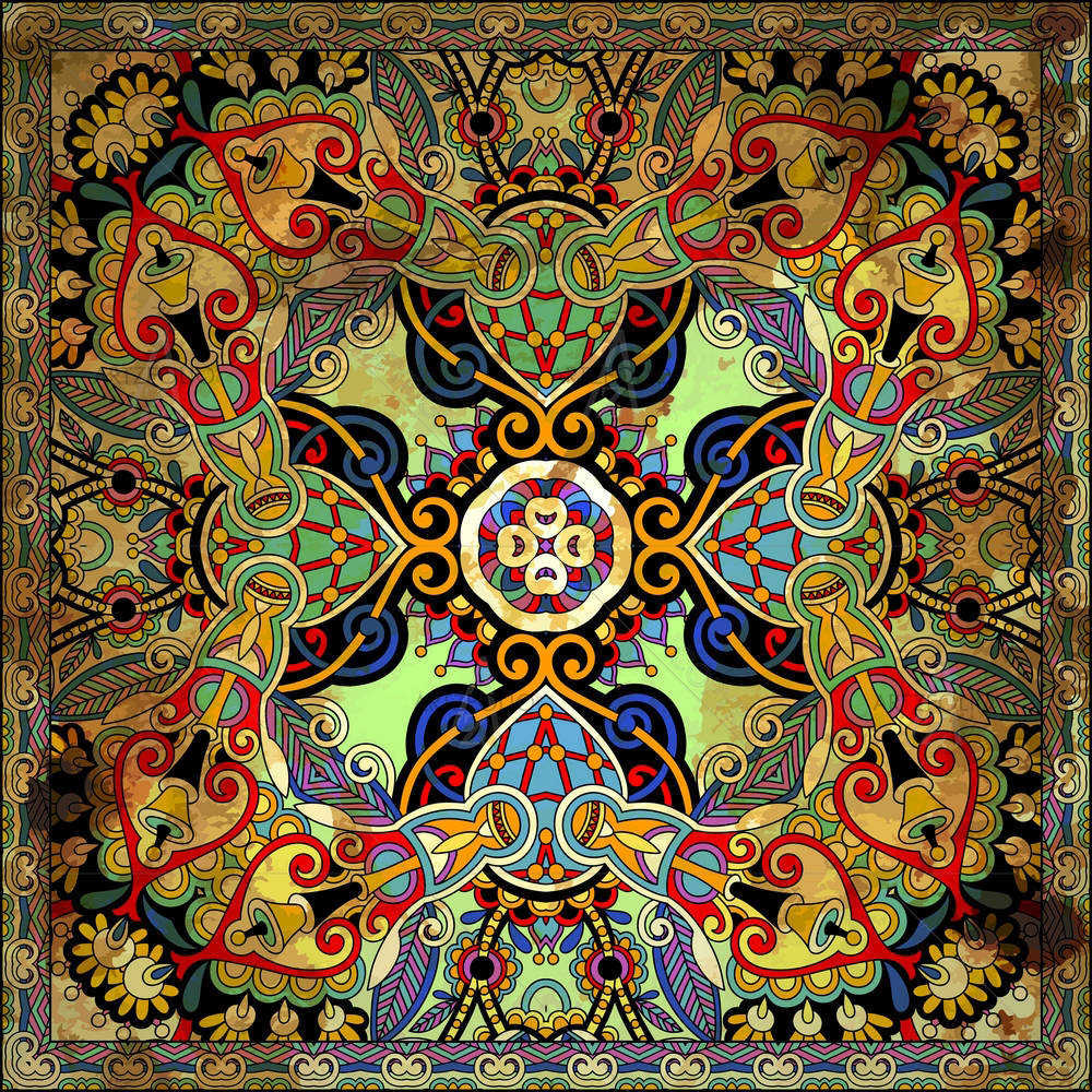 Floral Paisley Bandanna D14 — custom-size art design 5002414