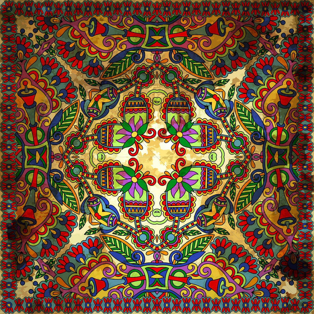 Floral Paisley Bandanna D15 — Botanical custom art by ArtzFolio