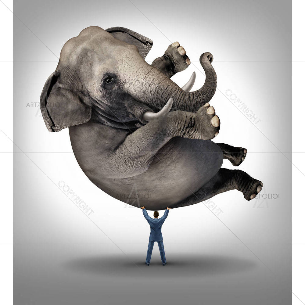 Businessman Lifting A Huge Elephant — Animals custom art by ArtzFolio