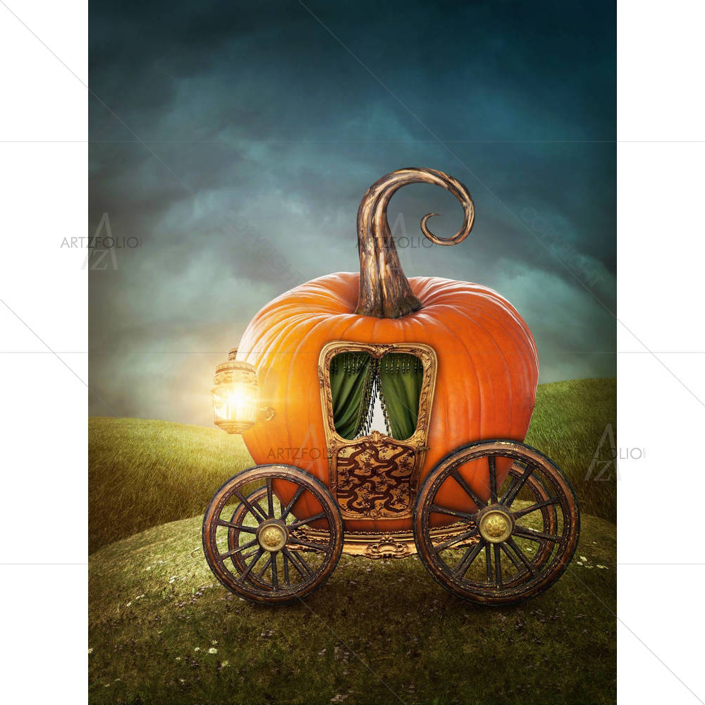 Pumpkin Carriage On The Meadow — custom-size art design 5002428