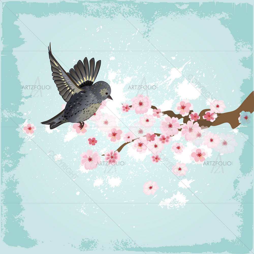 Cute Bird D1 — Botanical custom art by ArtzFolio