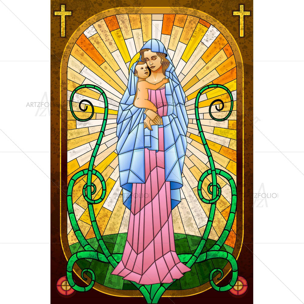 Mother Mary With Jesus Christ — custom-size art design 5002431