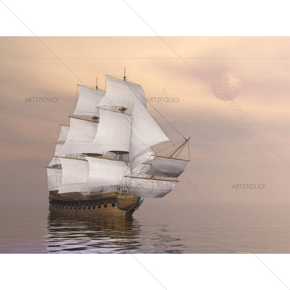 Old Merchant Ship D1 — Ancient custom art by ArtzFolio