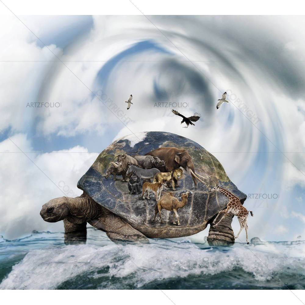 World Turtle Concept Carrying Animals — custom-size art design 5002440